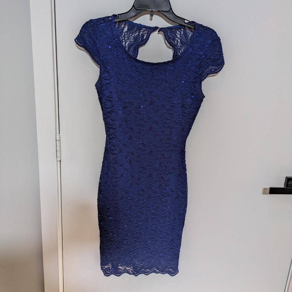 Elegant Blue Lace Dress
